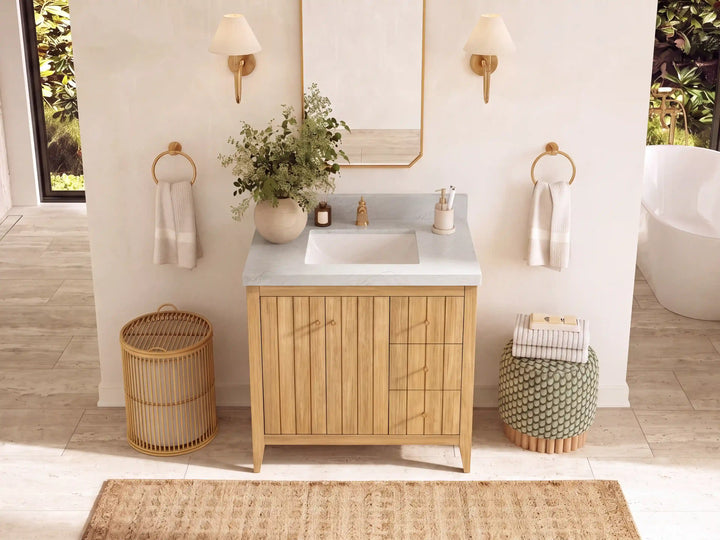 Atlanta 36 in. W x 22 in. D Teak Wood Center Sink Bathroom Vanity - photo 24