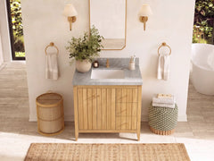 Atlanta 36 in. W x 22 in. D Teak Wood Center Sink Bathroom Vanity - photo 25