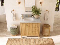 Atlanta Teak Wood 36 in. W x 22 in. D Left Offset Sink Bathroom Vanity - photo 22
