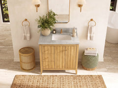 Atlanta Teak Wood 36 in. W x 22 in. D Right Offset Sink Bathroom Vanity - photo 26