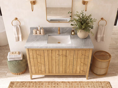 Atlanta Teak Wood 48 in. W x 22 in. D Single Sink Bathroom Vanity