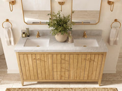 Atlanta Teak Wood 60 in. W x 22 in. D Double Sink Bathroom Vanity - photo 28