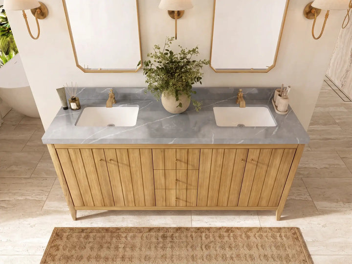 Atlanta Teak Wood 72 in. W x 22 in. D Double Sink Bathroom Vanity - photo 27