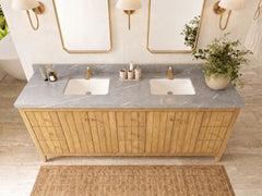 Atlanta Teak Wood 84 in. W x 22 in. D Double Sink Bathroom Vanity - photo 22