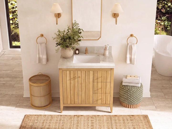 Atlanta 36 in. W x 22 in. D Teak Wood Center Sink Bathroom Vanity - photo 26