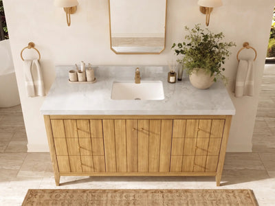 Atlanta Teak Wood 60 in. W x 22 in. D Single Sink Bathroom Vanity