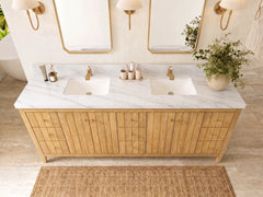 Atlanta Teak Wood 84 in. W x 22 in. D Double Sink Bathroom Vanity - photo 24