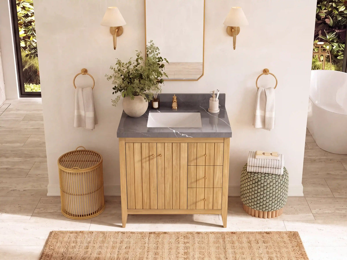 Atlanta 36 in. W x 22 in. D Teak Wood Center Sink Bathroom Vanity