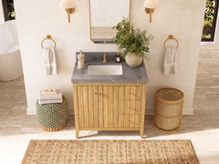Atlanta Teak Wood 36 in. W x 22 in. D Left Offset Sink Bathroom Vanity - photo 24