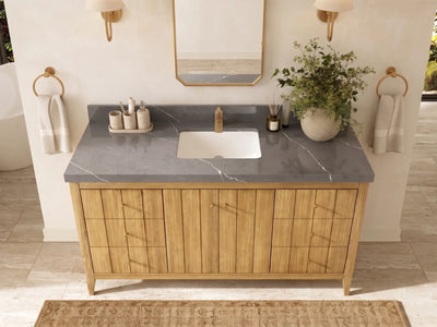 Atlanta Teak Wood 60 in. W x 22 in. D Single Sink Bathroom Vanity