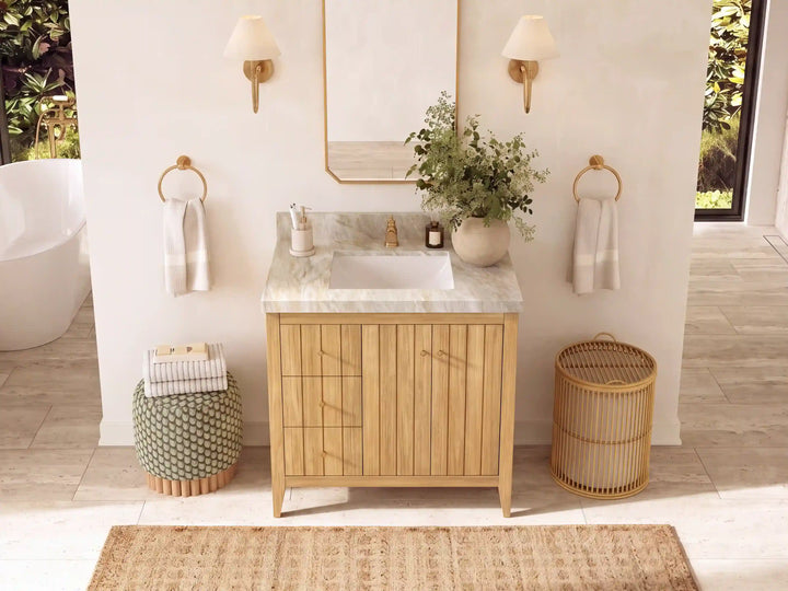 Atlanta Teak Wood 36 in. W x 22 in. D Center Sink Bathroom Vanity - photo 42