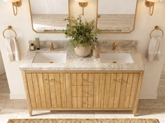 Atlanta Teak Wood 60 in. W x 22 in. D Double Sink Bathroom Vanity - photo 32