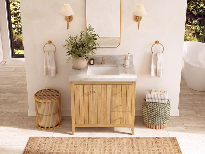 Atlanta 36 in. W x 22 in. D Teak Wood Center Sink Bathroom Vanity - photo 28
