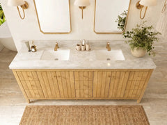Atlanta Teak Wood 84 in. W x 22 in. D Double Sink Bathroom Vanity - photo 42