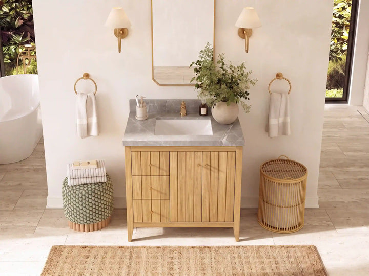 Atlanta Teak Wood 36 in. W x 22 in. D Center Sink Bathroom Vanity - photo 34