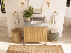 Atlanta Teak Wood 36 in. W x 22 in. D Right Offset Sink Bathroom Vanity - photo 31