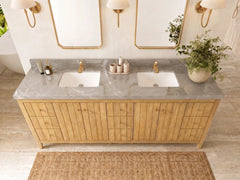 Atlanta Teak Wood 84 in. W x 22 in. D Double Sink Bathroom Vanity - photo 26