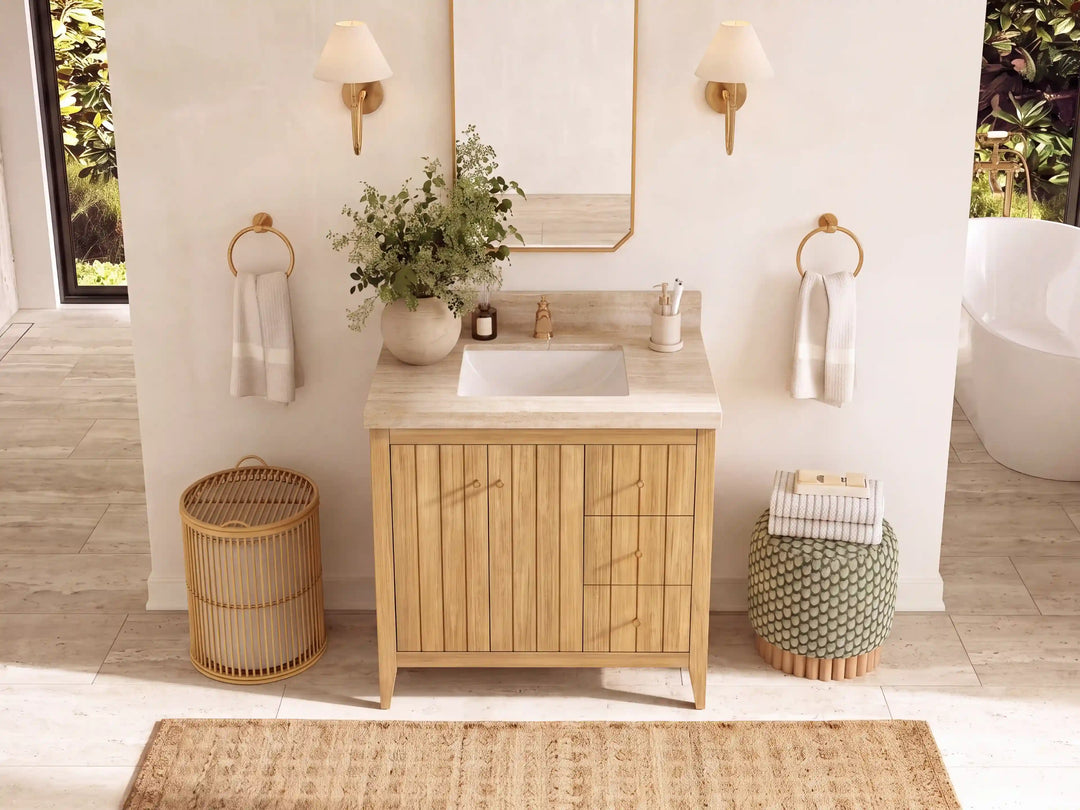 Atlanta 36 in. W x 22 in. D Teak Wood Center Sink Bathroom Vanity | 
              
                Light Natural Teak
                
                  
             - ATL_TK_LNT_WHQZ_36CL - photo №30