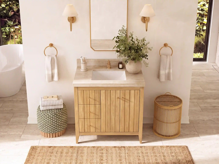 Atlanta Teak Wood 36 in. W x 22 in. D Center Sink Bathroom Vanity - photo 17