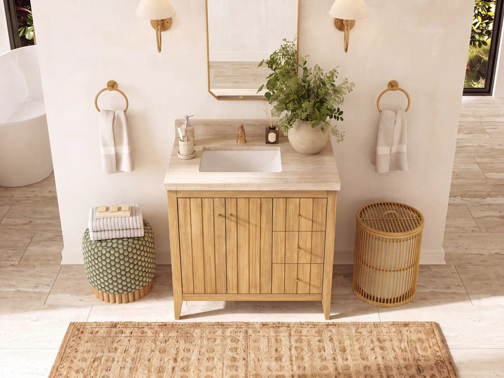 Atlanta Teak Wood 36 in. W x 22 in. D Left Offset Sink Bathroom Vanity - photo 27