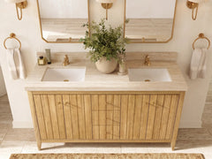 Atlanta Teak Wood 60 in. W x 22 in. D Double Sink Bathroom Vanity - photo 35