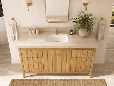 Atlanta Teak Wood 60 in. W x 22 in. D Single Sink Bathroom Vanity