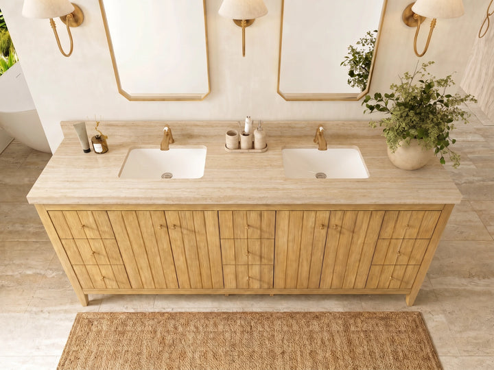 Atlanta Teak Wood 84 in. W x 22 in. D Double Sink Bathroom Vanity - photo 41