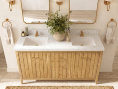 Atlanta Teak Wood 60 in. W x 22 in. D Double Sink Bathroom Vanity - photo 36