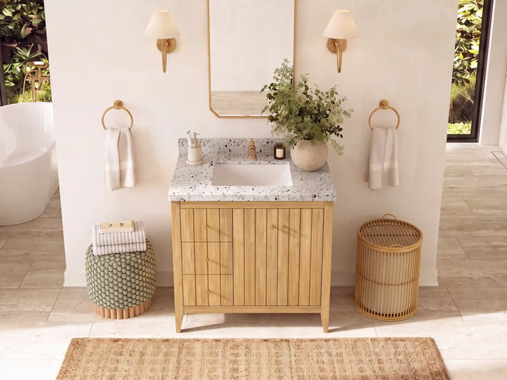 Atlanta Teak Wood 36 in. W x 22 in. D Center Sink Bathroom Vanity - photo 35