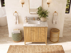 Atlanta Teak Wood 36 in. W x 22 in. D Left Offset Sink Bathroom Vanity - photo 28