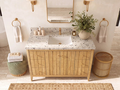 Atlanta Teak Wood 48 in. W x 22 in. D Single Sink Bathroom Vanity