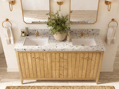 Atlanta Teak Wood 60 in. W x 22 in. D Double Sink Bathroom Vanity - photo 37