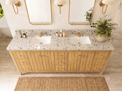 Atlanta Teak Wood 84 in. W x 22 in. D Double Sink Bathroom Vanity - photo 27