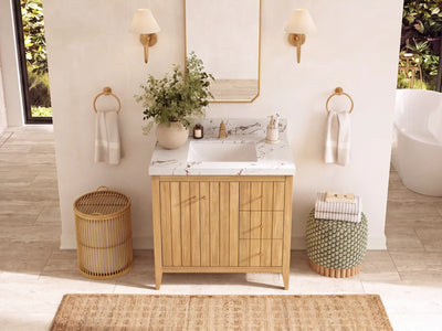 Atlanta 36 in. W x 22 in. D Teak Wood Center Sink Bathroom Vanity