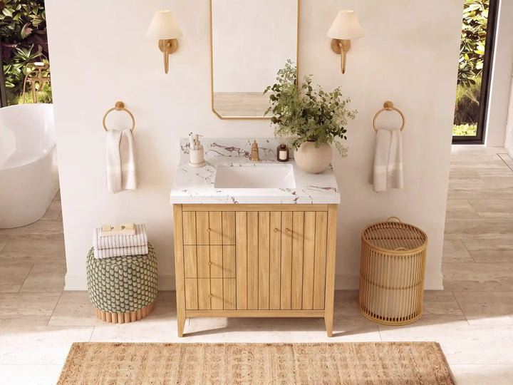 Atlanta Teak Wood 36 in. W x 22 in. D Center Sink Bathroom Vanity - photo 36