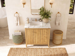 Atlanta Teak Wood 36 in. W x 22 in. D Left Offset Sink Bathroom Vanity - photo 29