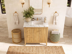 Atlanta Teak Wood 36 in. W x 22 in. D Right Offset Sink Bathroom Vanity - photo 34