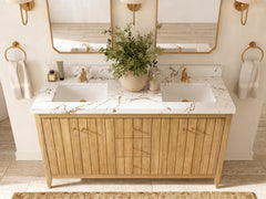 Atlanta Teak Wood 60 in. W x 22 in. D Double Sink Bathroom Vanity - photo 38