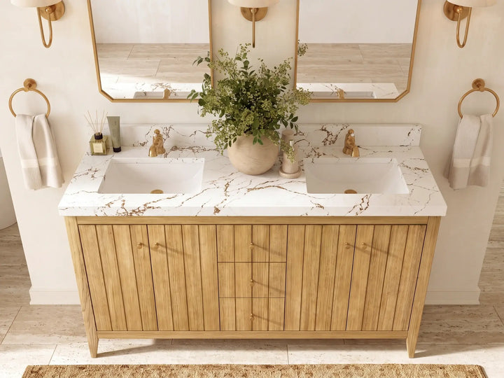 Atlanta Teak Wood 60 in. W x 22 in. D Double Sink Bathroom Vanity - photo 38