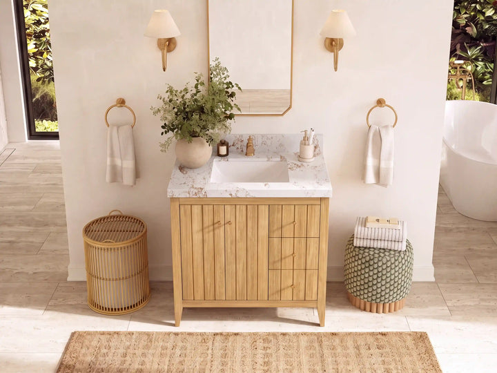 Atlanta 36 in. W x 22 in. D Teak Wood Center Sink Bathroom Vanity - photo 33