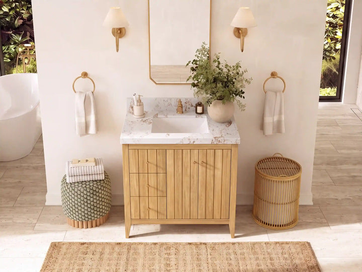 Atlanta Teak Wood 36 in. W x 22 in. D Center Sink Bathroom Vanity - photo 18
