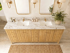 Atlanta Teak Wood 84 in. W x 22 in. D Double Sink Bathroom Vanity - photo 33