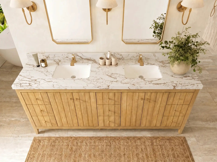 Atlanta Teak Wood 84 in. W x 22 in. D Double Sink Bathroom Vanity - photo 33