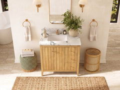 Atlanta Teak Wood 36 in. W x 22 in. D Left Offset Sink Bathroom Vanity - photo 31