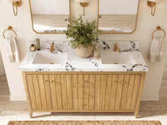 Atlanta Teak Wood 60 in. W x 22 in. D Double Sink Bathroom Vanity - photo 40
