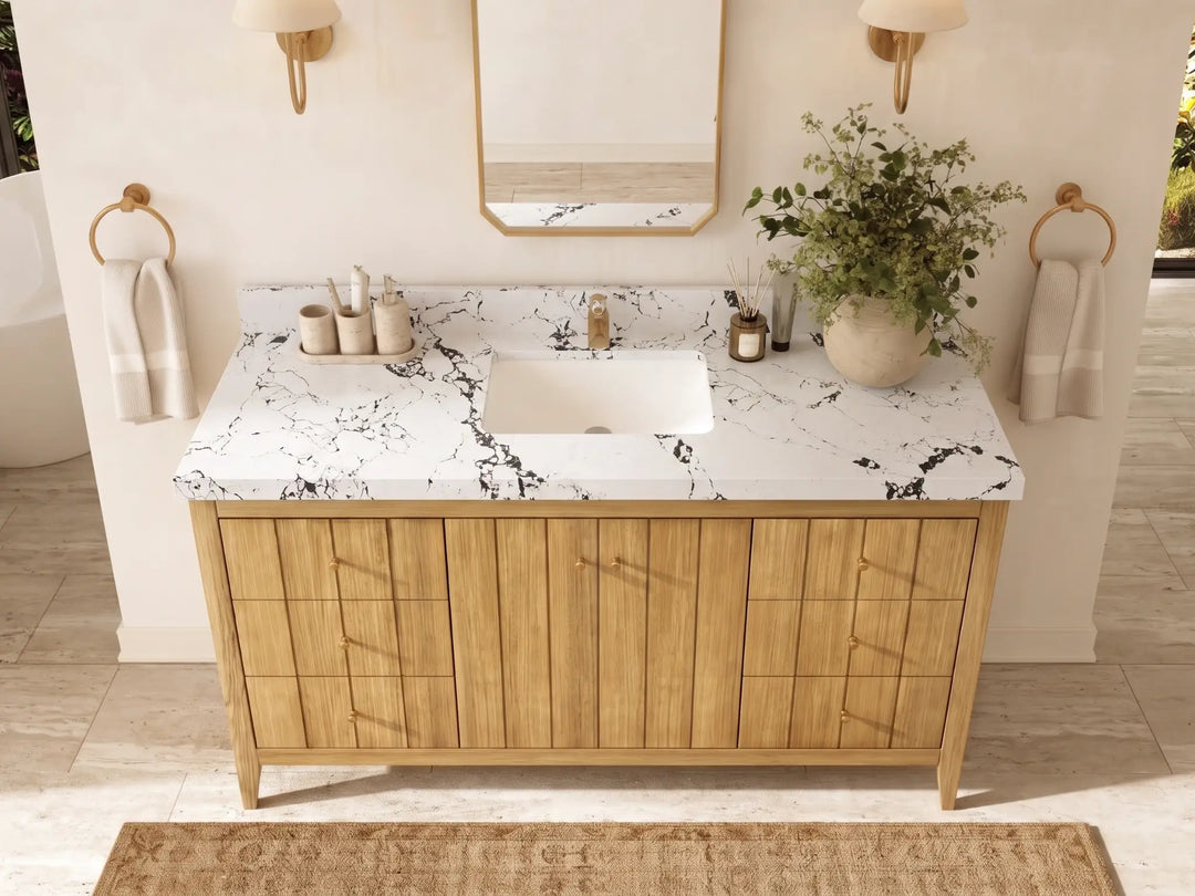 Atlanta Teak Wood 60 in. W x 22 in. D Single Sink Bathroom Vanity | 
              
                Light Natural Teak
                
                  
             - ATL_TK_LNT_WHQZ_60S - photo №34