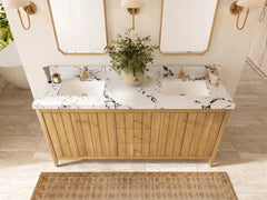 Atlanta Teak Wood 72 in. W x 22 in. D Double Sink Bathroom Vanity - photo 35