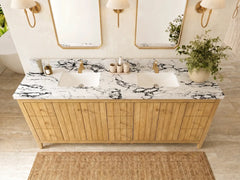Atlanta Teak Wood 84 in. W x 22 in. D Double Sink Bathroom Vanity - photo 34