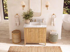 Atlanta 36 in. W x 22 in. D Teak Wood Center Sink Bathroom Vanity - photo 40