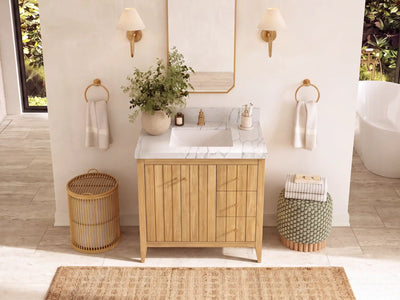 Atlanta 36 in. W x 22 in. D Teak Wood Center Sink Bathroom Vanity